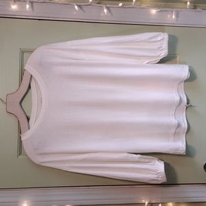 Women's Loft balloon arm off white cotton crop tee top